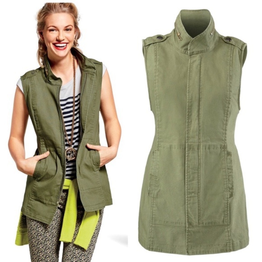 CAbi Olive Green Long Utility Explorer Vest 5101